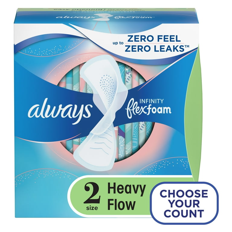 Always Pure Cotton Feminine Pads With WIngs, Size 2, Heavy Absorbency, 24  Count