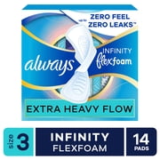 Always Infinity Feminine Pads, Size 3, Extra Heavy, Wings, Unscented, 14 Count