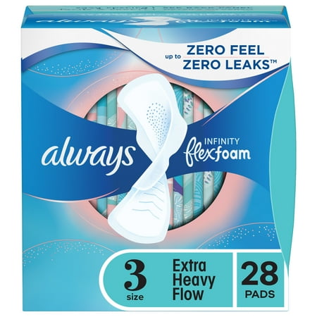 product image of Always Infinity Feminine Pads with wings, Size 3, Extra Heavy Absorbency, unscented, 28 Ct