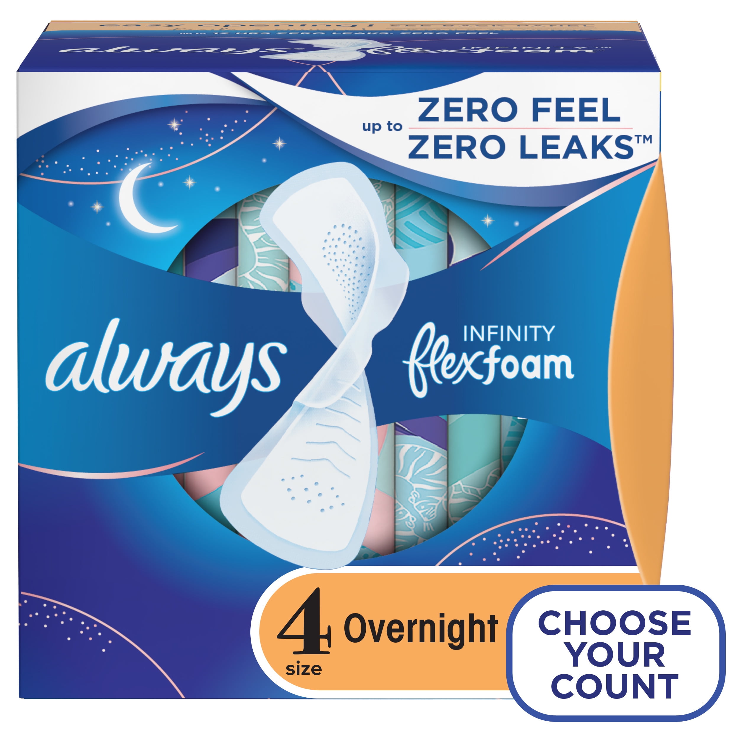 Always Ultra Thin Pads Size 4 Overnight Absorbency Unscented with