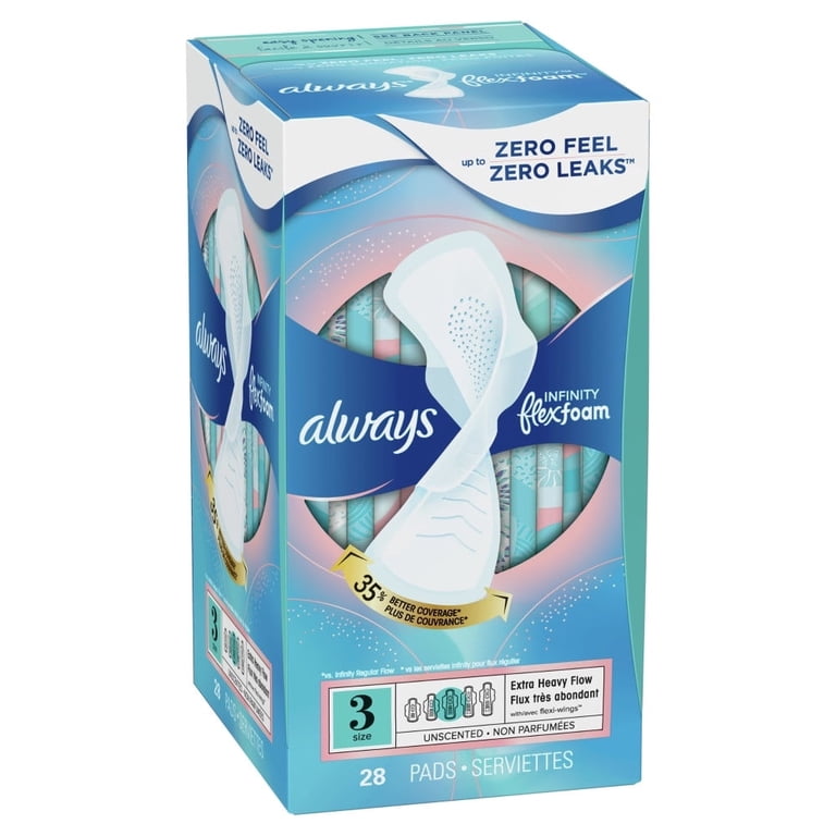 Always Infinity FlexFoam Pads, Extra Heavy Flow, Size 3, Unscented