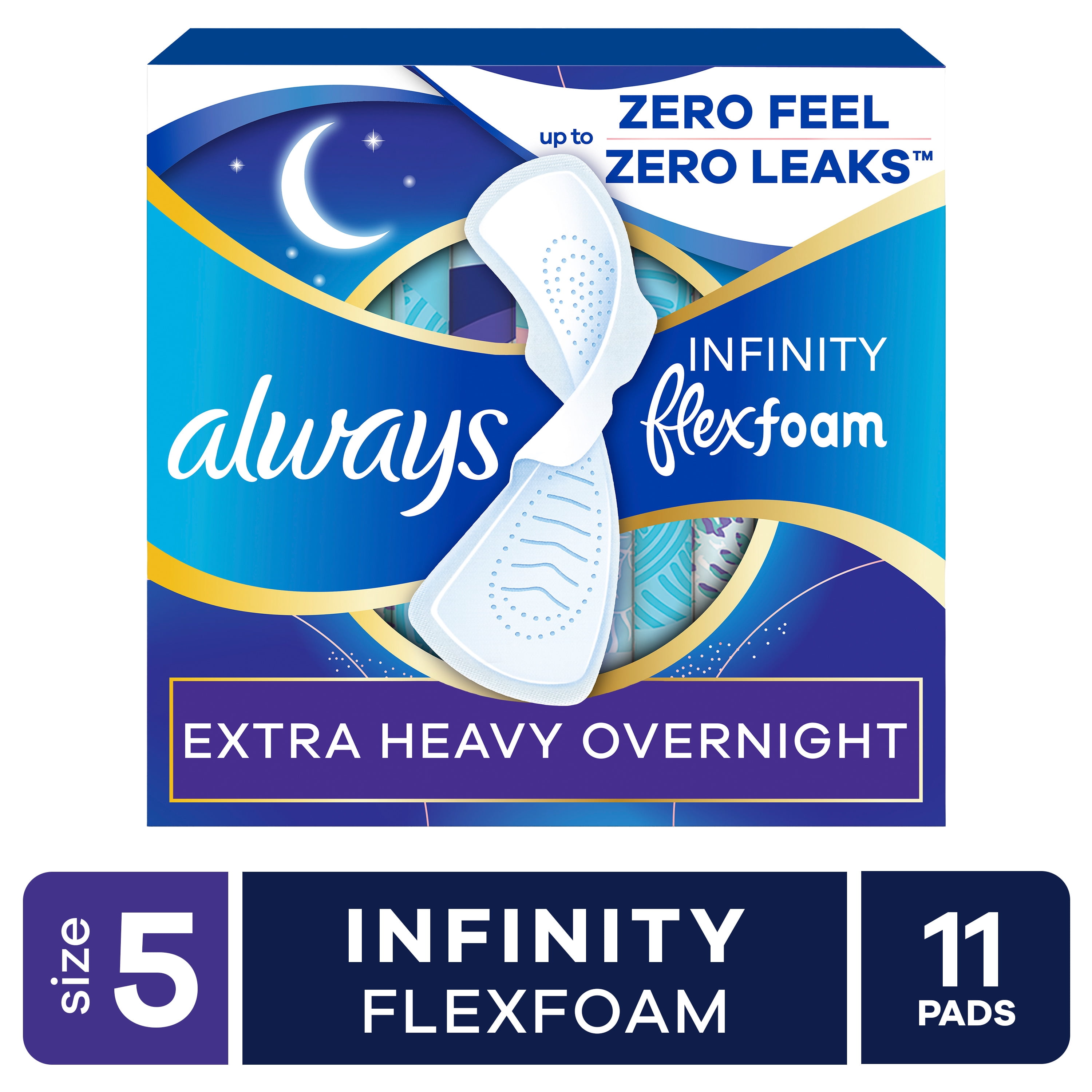 Always Infinity with FlexFoam Pads, Size 5, Extra Heavy Overnight, with ...