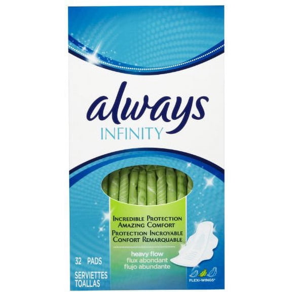 Always Infinity Heavy Flow Pads with Revolutionary Wings (Pack of 8)