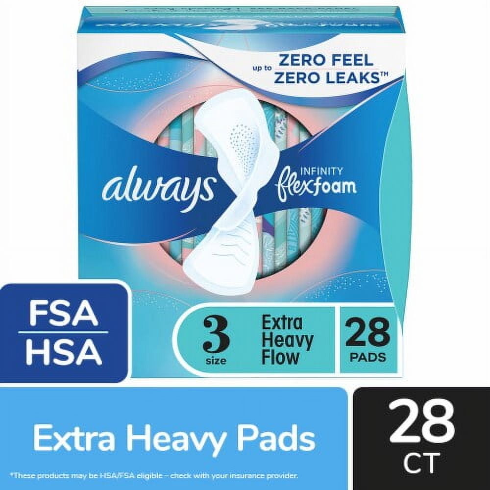 Always Infinity Size 3 FlexFoam Extra Heavy Flow Unscented Pads With ...