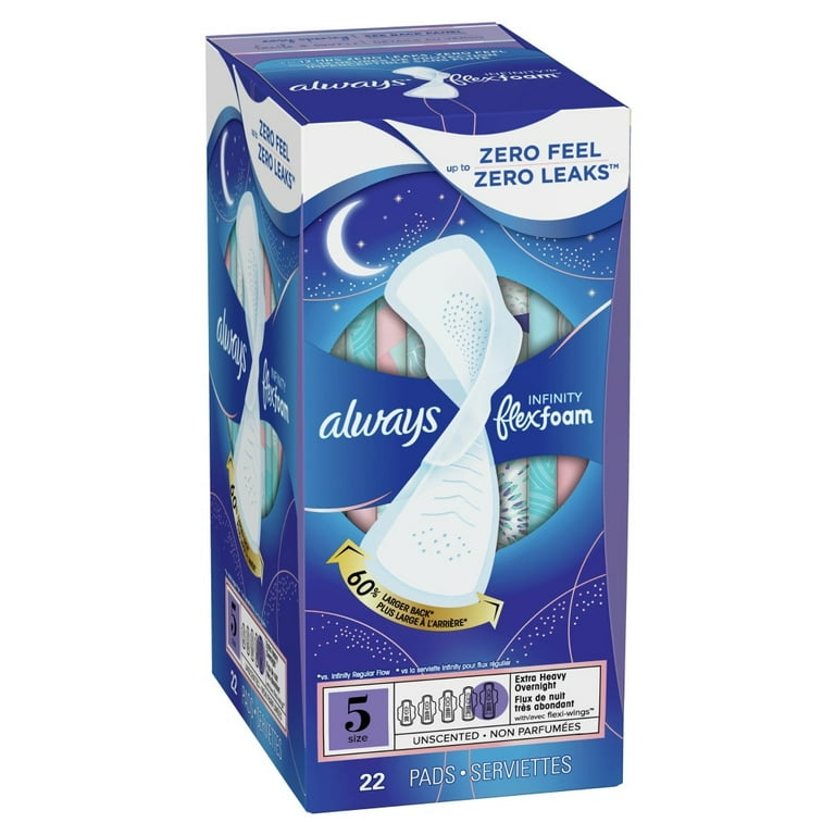 Always Infinity Size 5 Extra Heavy Overnight Pads, Unscented