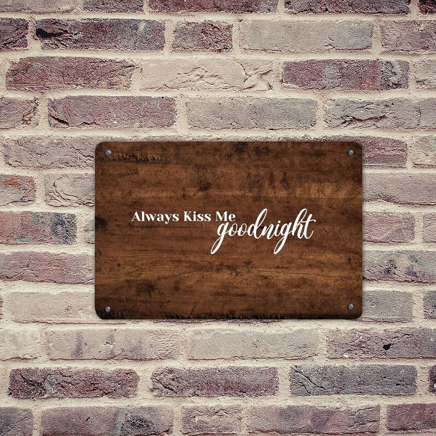 Always Kiss Me Goodnight Tin Metal Sign Rustic Kids Bedroom Home Decor Wall Art
