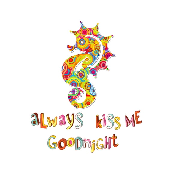 Always Kiss Me Goodnight Vinyl Wall Decal Sticker- Colorful Seahorse Sticker for Kids- Vinyl Sticker Decoration for Home, Nursery, Classroom or Playroom-Size : 20" x 16".