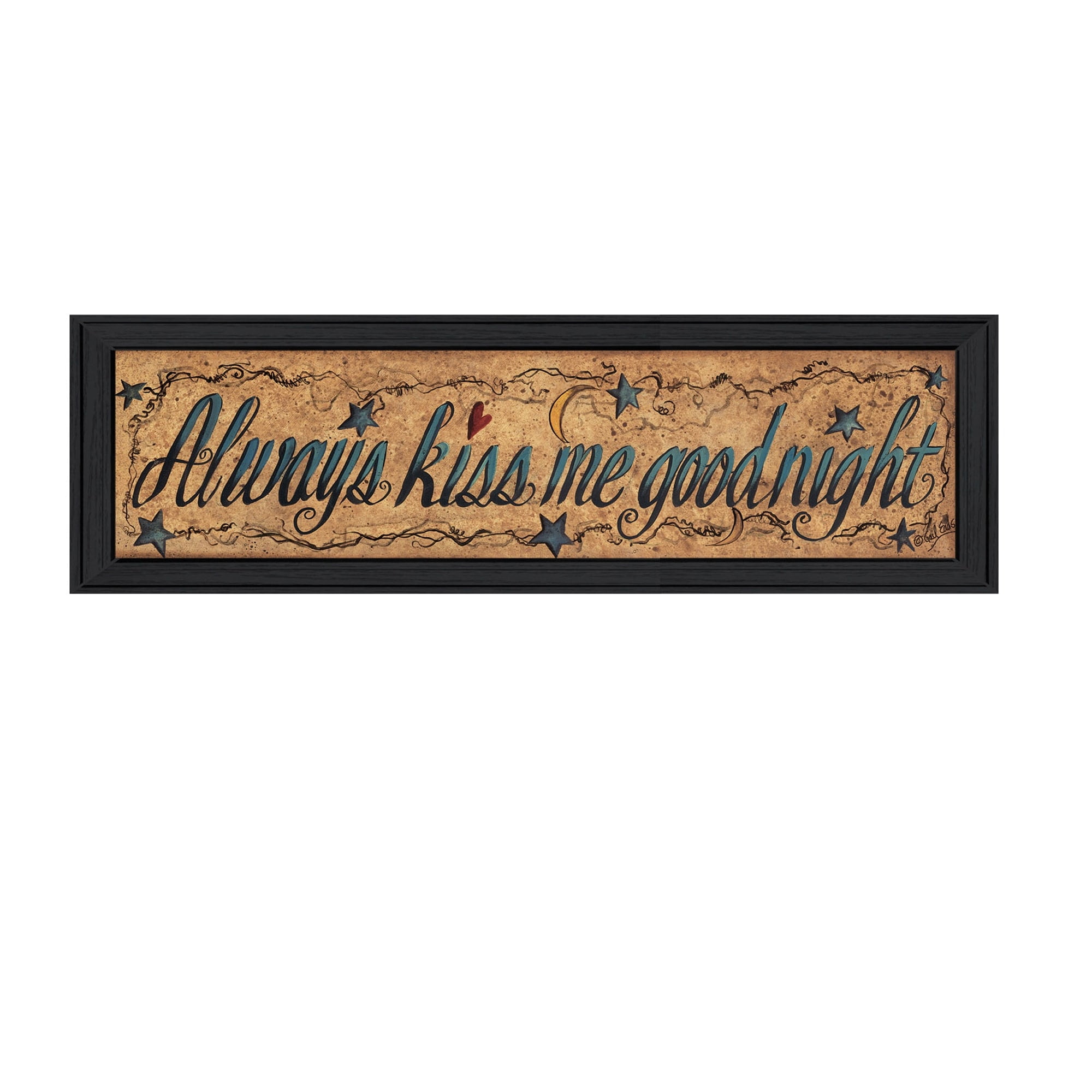 Always Kiss Me Goodnight Black Framed Wall Art