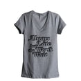 thumbnail image 1 of Always Late But Worth The Wait Women's Fashion Relaxed V-Neck T-Shirt Tee Heather Grey Small, 1 of 3