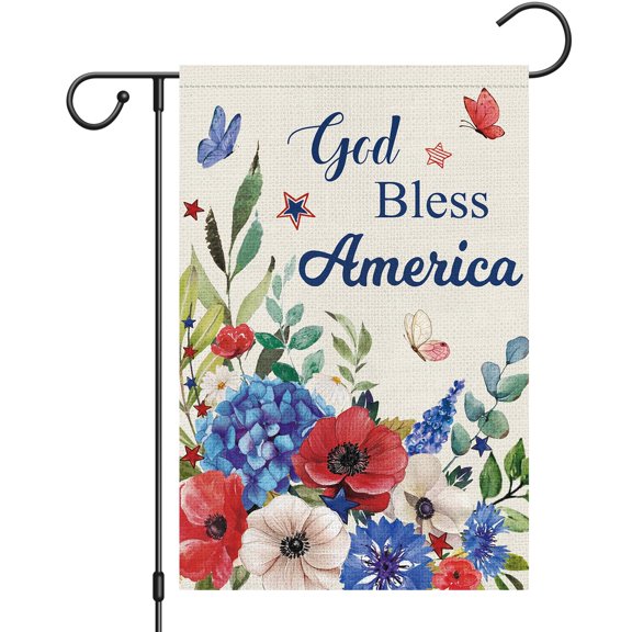 Always Loved Never Forgotten 12x18 Garden Flag Double Sided Burlap Floral Butterfly Memorial Outdoor Banner