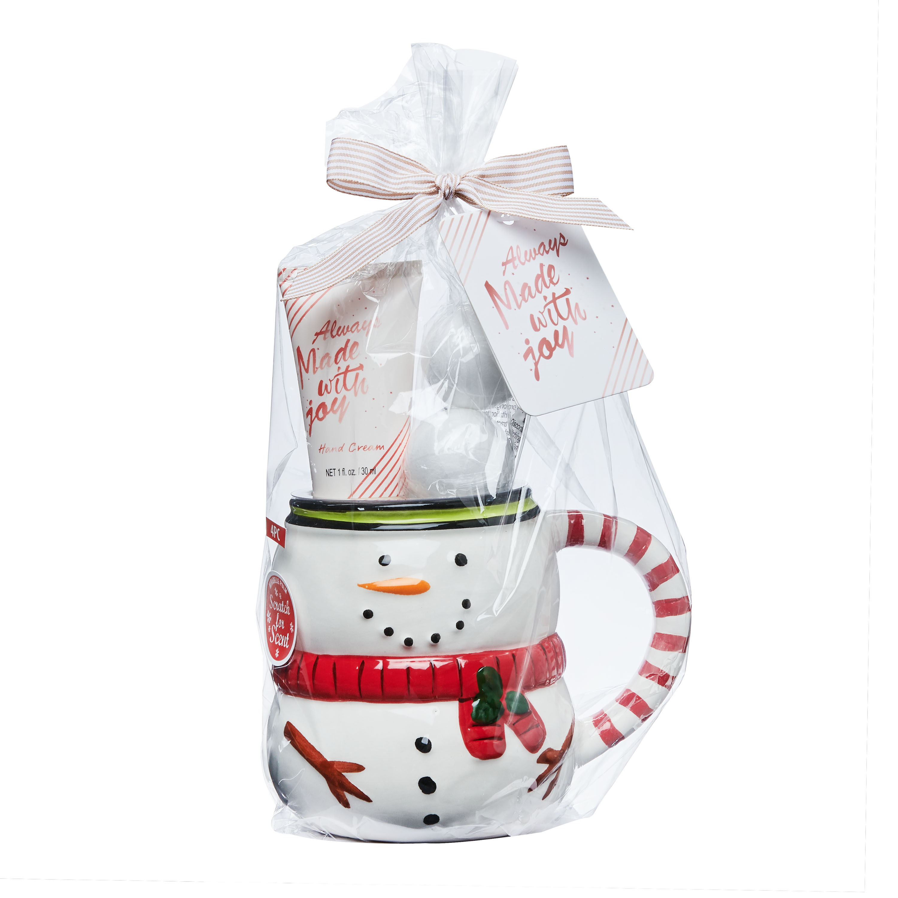 Always Made with Joy 4-Piece Snowman Mug, Hand Cream and Bath Fizzer Gift Set - image 1 of 4