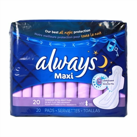 Always Maxi Extra Heavy Overnight Pads With Wings Unscented (Pack of 14)