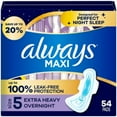thumbnail image 1 of Always Maxi Extra Heavy Overnight Pads with Flex-Wings, Unscented, Size 5, 54 count.pack of 2, 1 of 1