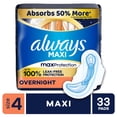 thumbnail image 1 of Always Maxi Overnight Pads with Wings, Size 4, 33 Count, 1 of 14