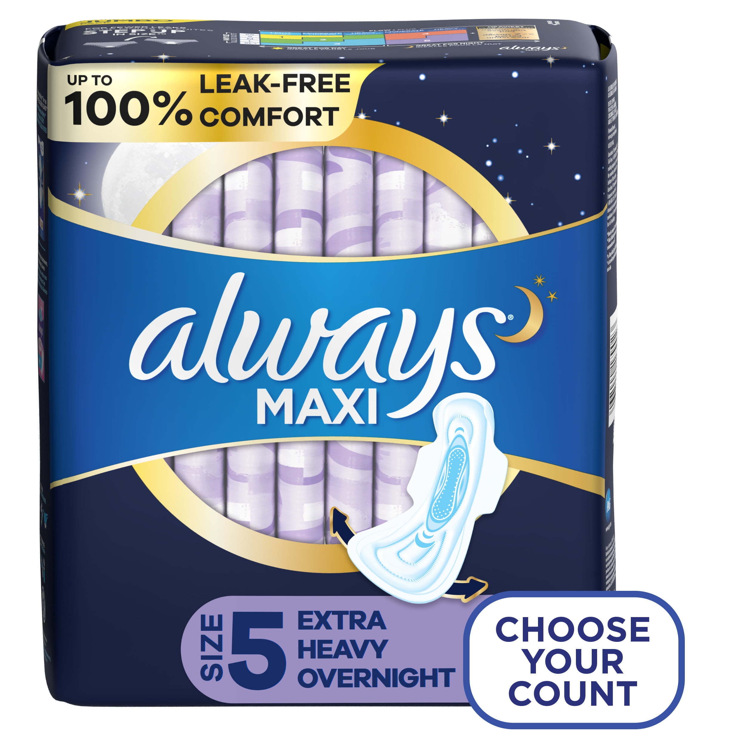 Extra Heavy Overnight Maxi Pads with Wings - Unscented