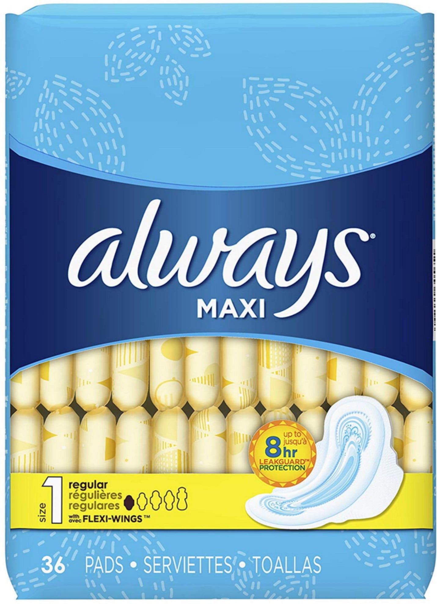 Always Maxi Pads, Size 1, 36Ct, 4 Pack