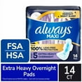 thumbnail image 1 of Always Maxi Pads with Wings Extra Heavy Overnight Absorbency Size 5 Unscented 14 count, 1 of 5