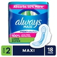 thumbnail image 1 of Always Maxi Daytime Pads with Wings, Size 2, Long, Unscented, 18 Count, 1 of 14