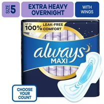 Always Maxi Pads with Wings, Size 5, Extra Heavy Overnight Absorbency, 36 CT