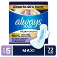 thumbnail image 1 of Always Maxi Overnight Pads with Wings, Size 5, 72, 1 of 13