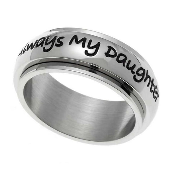 Always My Daughter, Now Friend Stainless Steel Spinner Ring - Sentimental Mother Daughter Jewelry Gift size 5