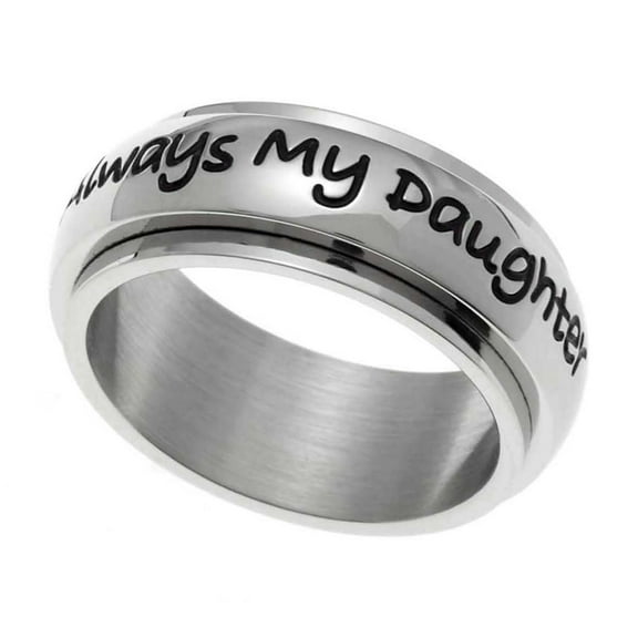 Always My Daughter, Now Friend Stainless Steel Spinner Ring - Sentimental Mother Daughter Jewelry Gift size 9