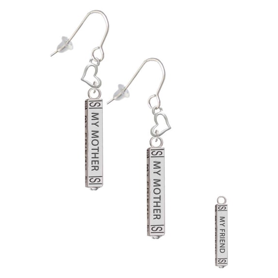 Always My Mother Bar Heart French Earrings