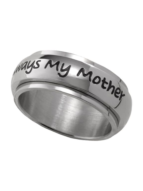 Always My Mother Forever Friends Stainless Steel Spinner Ring - Sentimental Daughter Jewelry Gift size 6