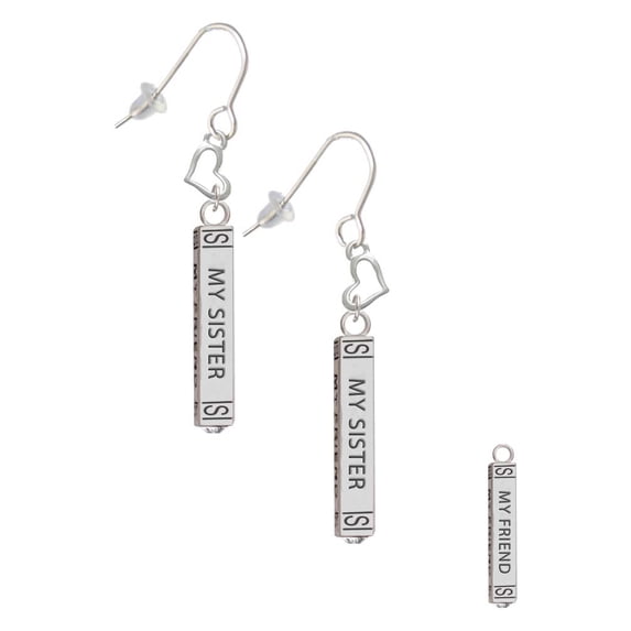 Always My Sister Bar Heart French Earrings