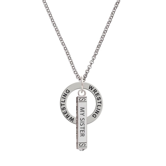 Always My Sister Bar Wrestling Affirmation Ring Necklace