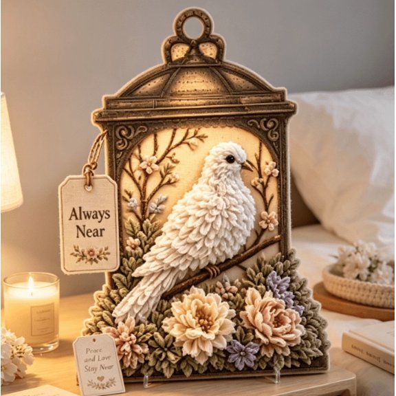 Always Near 3D Fabric Poke Art Memory Lantern Kit, Complete Memorial Craft Set with Red Bird Design & Pre-Punched Board, Relaxing Activity for Emotional Wellness (Dove)