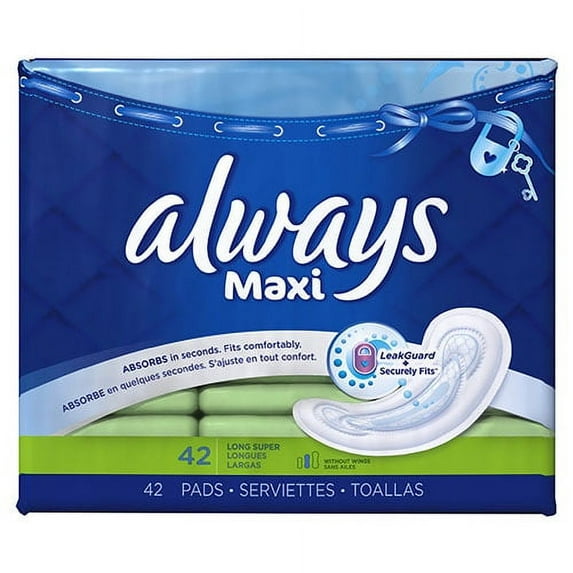 Always Non Wing Super Long Maxi Pads 42 Ea