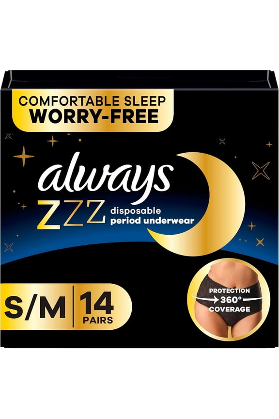 Overnight ZZZ Disposable Period Underwear Size s-m, 14 Count