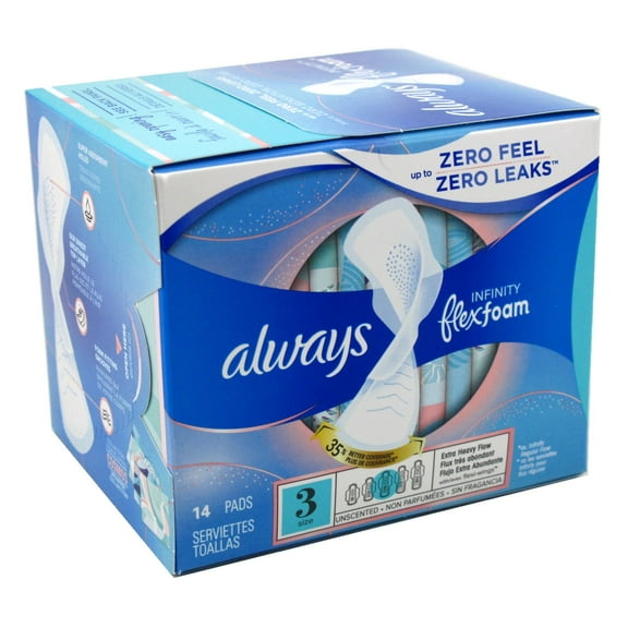 Always Pads Size 3 Infinity With Flex Foam 14 Count X-Heavy Flow (Pack of 2)