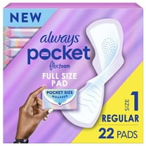 Always Pocket Feminine Pads with FlexFoam, Size 1, Regular, with Wings, Unscented, 22 Count