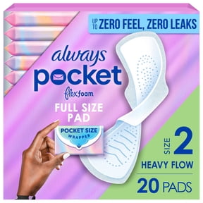 Always Pocket with FlexFoam Pads, Size 2, Heavy Flow, Wings, 20 Count