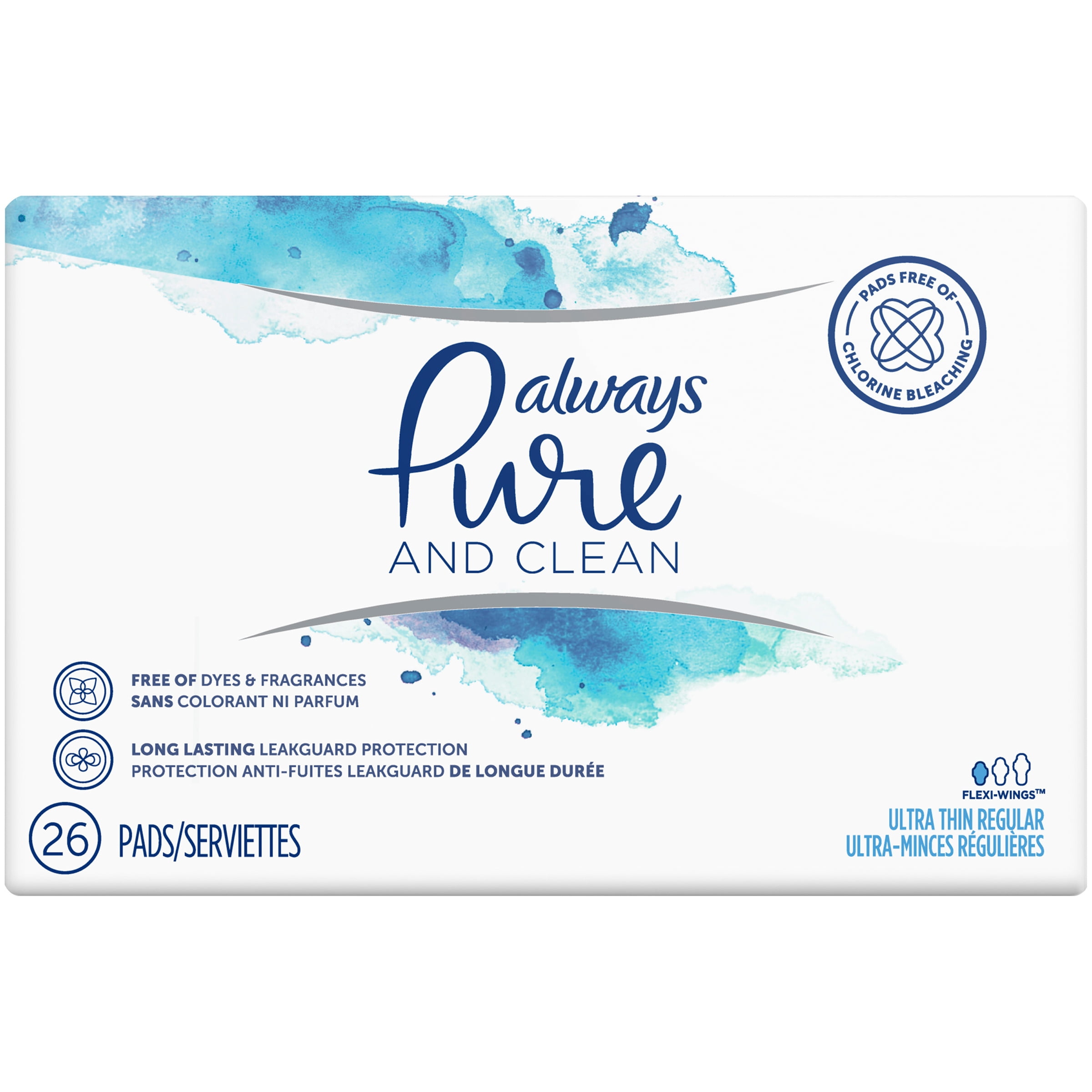 Always Pure Cotton Feminine Pads With WIngs, Size 2, Heavy Absorbency, 24  Count