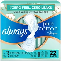 Always Pure Cotton Pads with FlexFoam, Size 3, Extra Heavy, Wings, Unscented (22 Count)