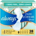 thumbnail image 1 of Always Pure Cotton Feminine Pads, Size 1, Regular, Wings, Unscented, 28 Count, 1 of 14