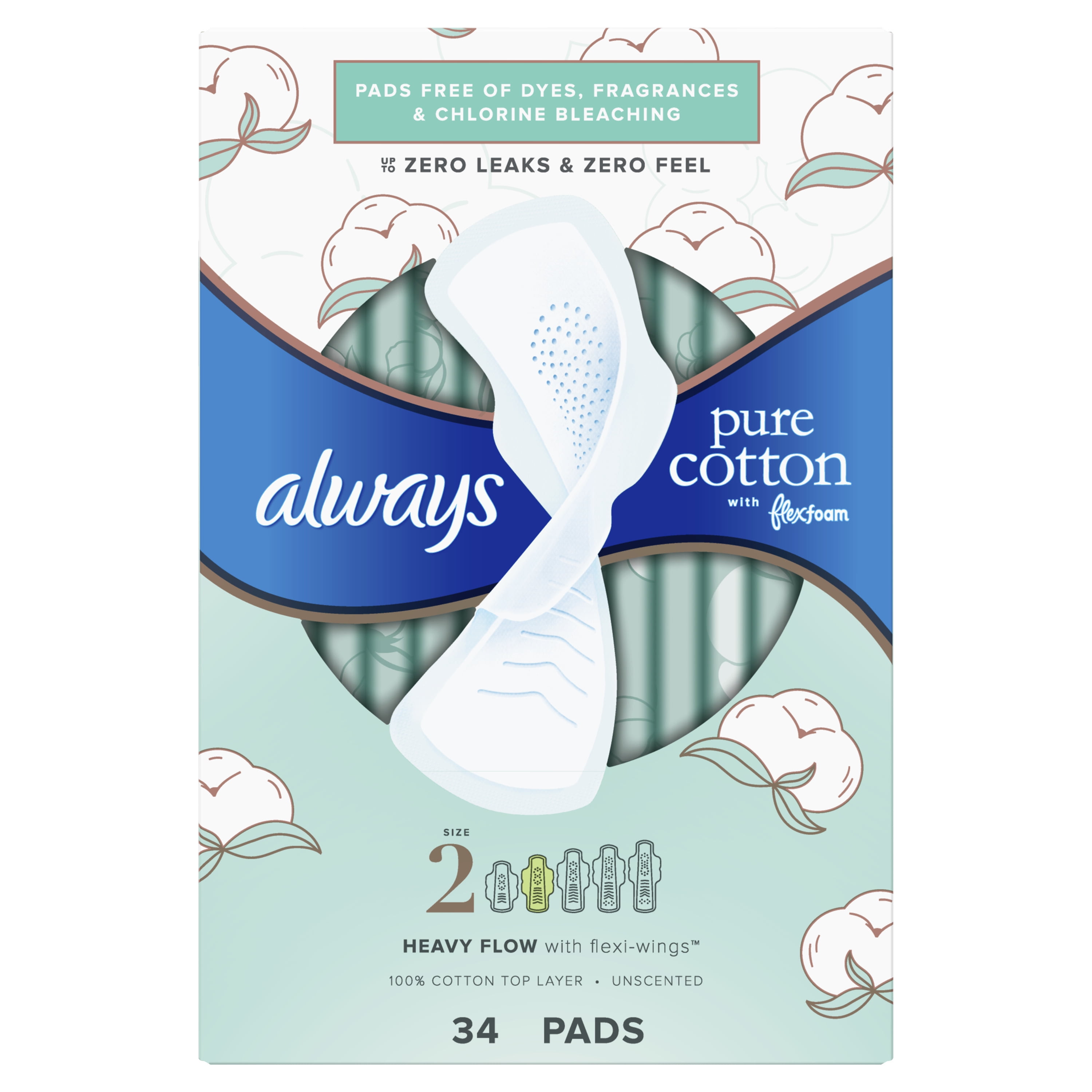 Always Infinity FlexFoam Pads for Women, Size 4, Overnight Absorbency,  Unscented, 38 Count - 38 ct