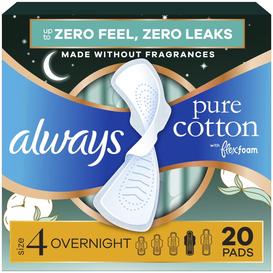 Always Pure Cotton Sanitary Towels, Flex Foam, Unscented, Chlorine