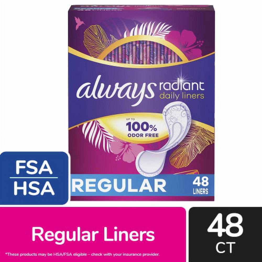 Always Radiant Daily Liners Regular Absorbency Unscented