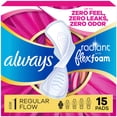 thumbnail interactive-video image 1 of Always Radiant with FlexFoam Pads, Size 1, Regular, Wings, 15 Count, 1 of 15