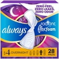 thumbnail interactive-video image 1 of Always Radiant with FlexFoam Pads, Size 4, Overnight, Wings, 28 Count, 1 of 15