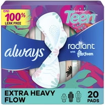 Always Radiant Teen Pads, Size 3, Extra Heavy, Wings, 20 CT