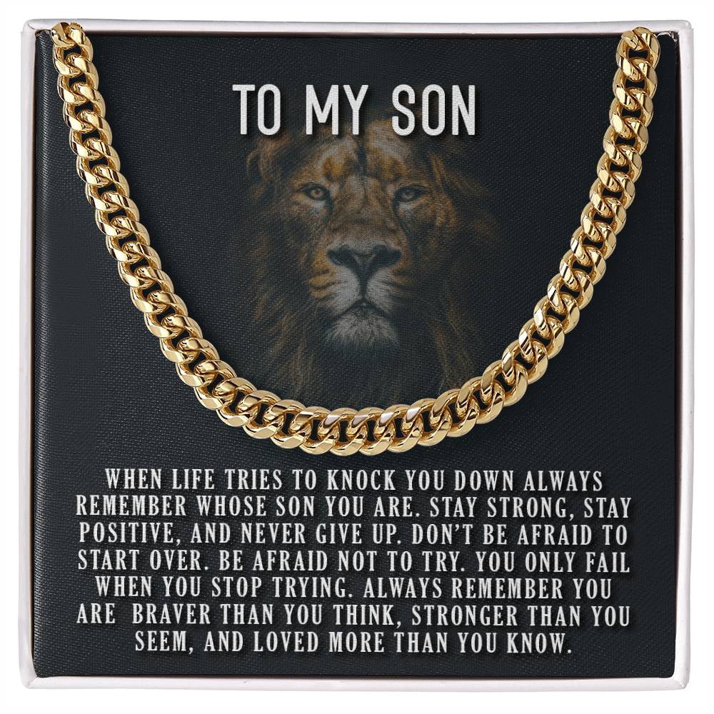 Chain Message Card Always Remember, Cuban Link Chain - Stainless Steel/ Yellow Plated ...