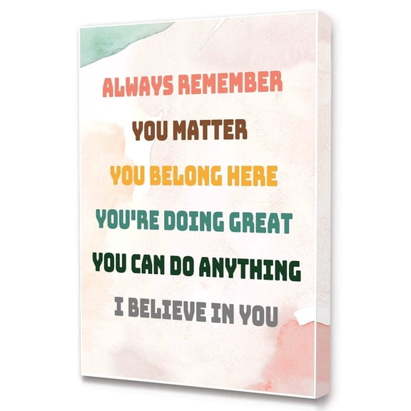 Always Remember You Matter Canvas Wall Art poster Diversity Education Inspirational Quote Canvas Wall ArtKids Teens Classroom/Nursery/School Wall Decor