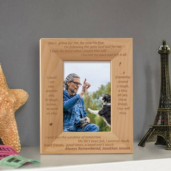Always Remembered Personalized Wooden Picture Frame 3 1/2" x 5" Brown (Vertical)