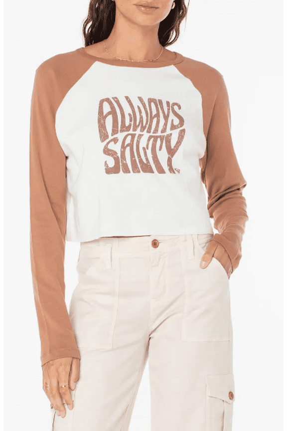 Always Salty Long Sleeve Graphic T-shirt In Carob Brown - MEDIUM