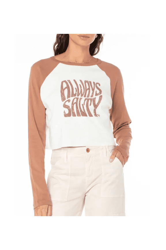 Always Salty Long Sleeve Graphic T-shirt In Carob Brown- XL
